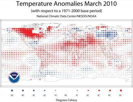 anomalie temperature marzo 2010