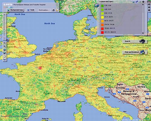 Europa: online le mappe dell'inquinamento
