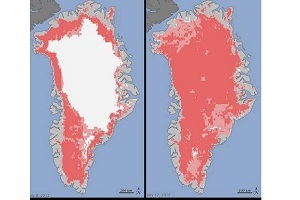 Scioglimento dei ghiacci da record questo mese in Groenlandia