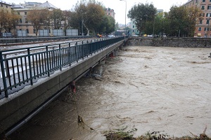 A view of river Bisagno after it burst i