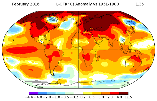 riscaldamento globale febbraio 2016