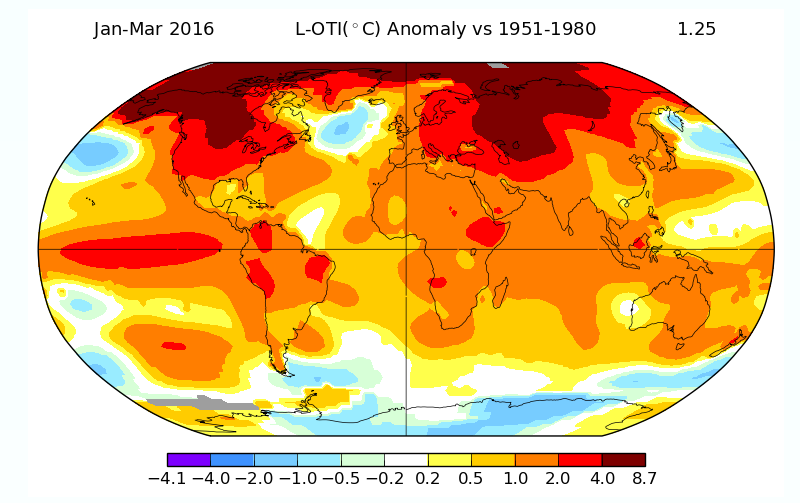Riscaldamento globale, primo semestre 2016 il più caldo della storia